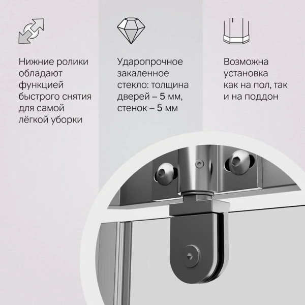 Душевой уголок (90х90) Am.Pm Sunny W87G-405-9090-MT хром матовый