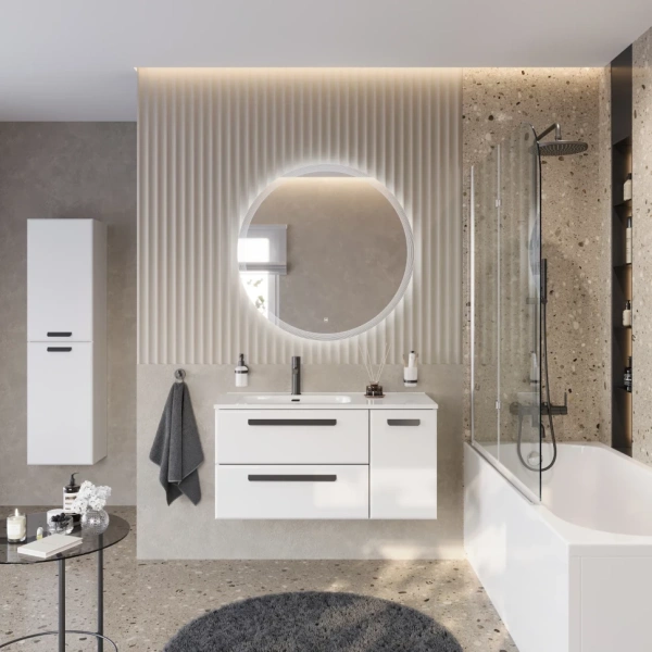 Тумба под раковину Cezares ECO-CER-N-1000-2C-1A-SO-BL-L Bianco Lucido без ручек