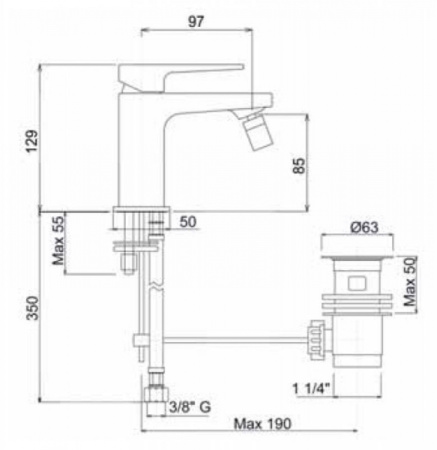Смеситель для биде Cezares Jump JUMP-BSM1-01-W0