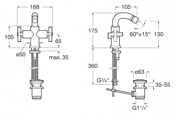 Смеситель для биде Roca Loft A5A6043C00