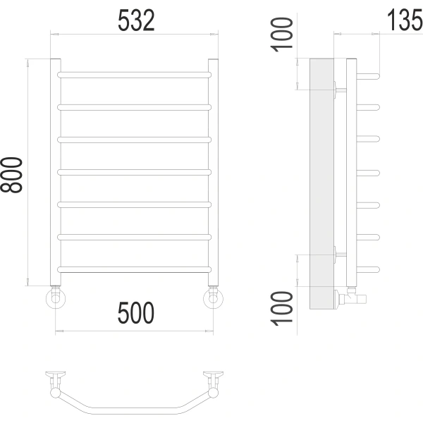 Полотенцесушитель водяной Terminus ВИКТОРИЯ (500х800) П8 4670078530134