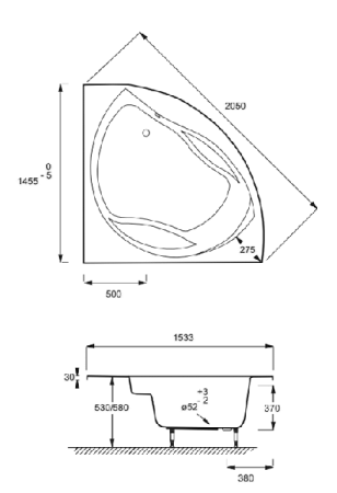 Акриловая ванна Jacob Delafon Presquile 145х145 E6045RU-00