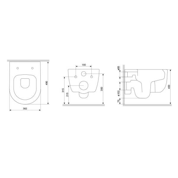 Подвесной унитаз безободковый с сиденьем микролифт Damixa Sirius DX86C1700SC