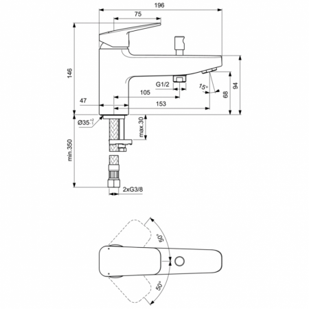 Смеситель для ванны Ideal Standard CERAPLAN BD257AA