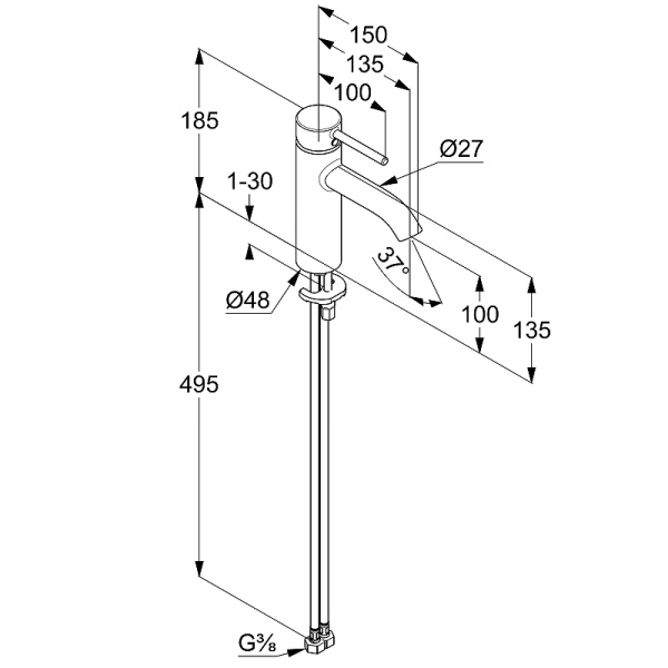 Смеситель для раковины Kludi Bozz 381980576WR4