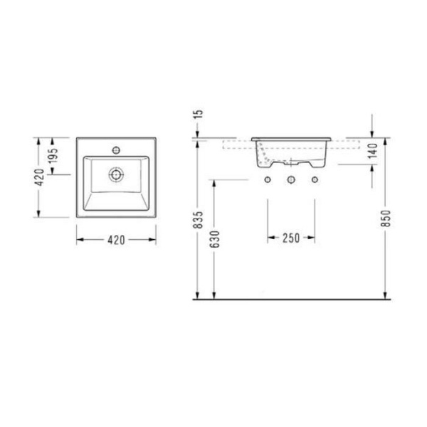 Раковина накладная (42х42) Serel 3014