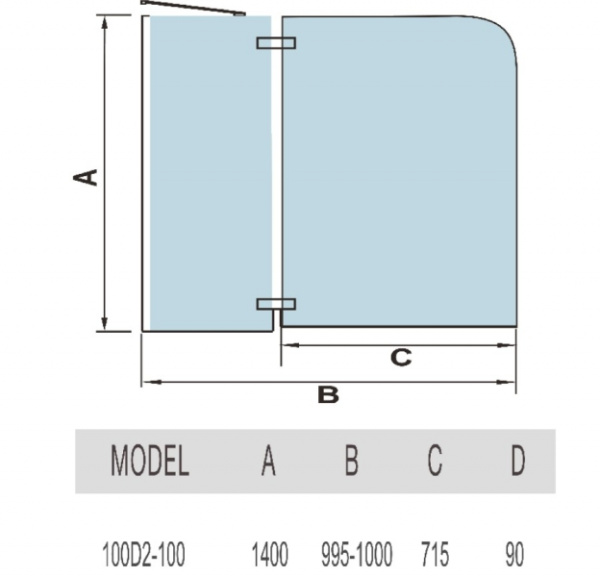 Шторка на ванну WeltWasser 100D2-100 WW100 (10000001225)