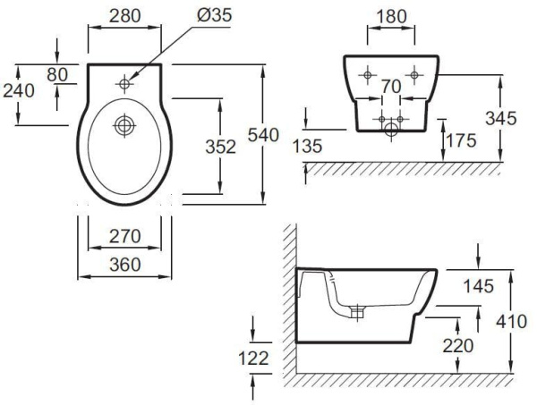 Биде подвесное Jacob Delafon OVE E1586-00
