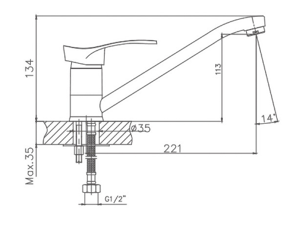 Смеситель для кухни Cron CN4201-2 Смеситель для кухни Cron CN4201-2