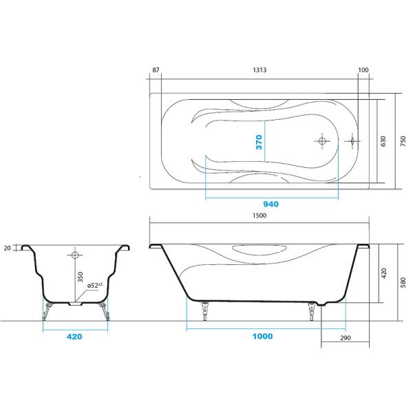 Чугунная ванна Aquatek Гамма (150x75) AQ8050F-00 Чугунная ванна Aquatek Гамма (150x75) AQ8050F-00