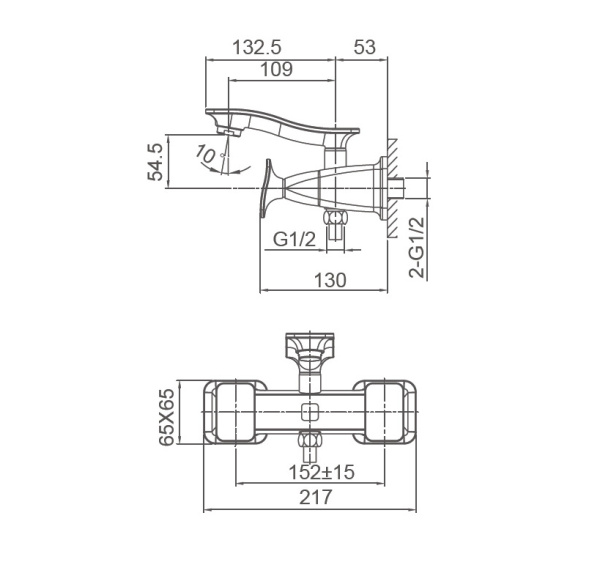 Смеситель для ванны WONZON & WOGHAND SHAKESPEARE, темное золото WW-653101-DG
