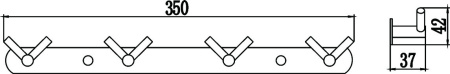 Планка с крючками 4 крючка Savol S-007224C