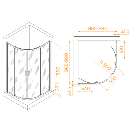Душевой уголок (100х90) RGW Passage PA-61 41086190-11 прозрачное