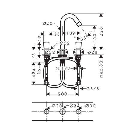 Смеситель для раковины с донным клапаном Hansgrohe Logis 71133000 хром