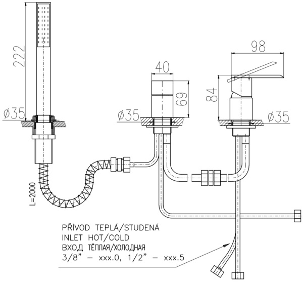 Смеситель на борт ванны Rav Slezak Loira LR575.5PZ