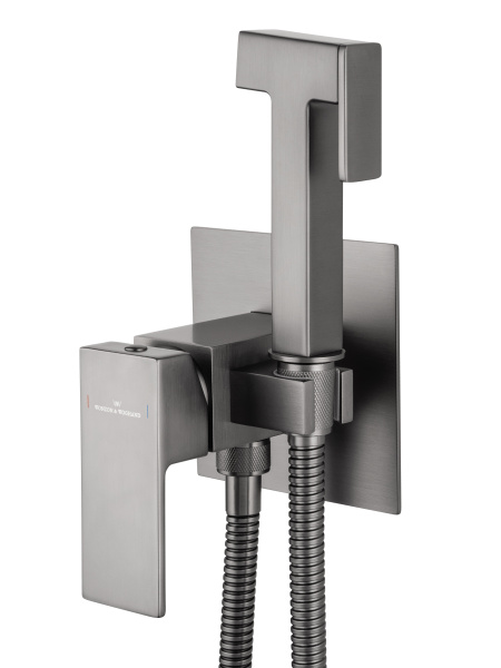 Смеситель с гигиеническим душем встраиваемый WONZON & WOGHAND CUBE, темный графит WW-88829016-BGM