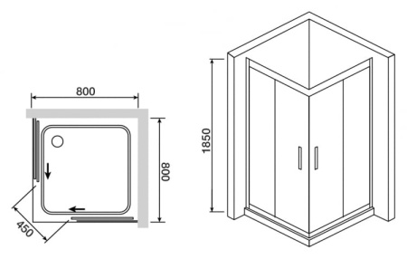 Душевой угол 80x80x185 RGW CL-32 04093288-51