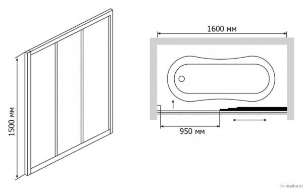 Шторка на ванну 160х150 RGW SC-41 04114116-51