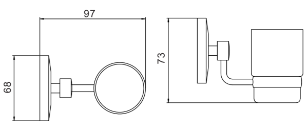 Стакан Savol стеклянный с настенным держателем S-007158