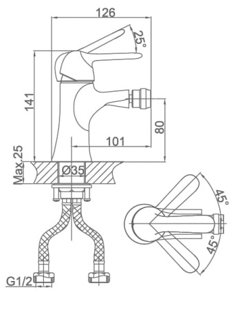 Смеситель для биде D&K Rhein Ambrosius (DA1342201)