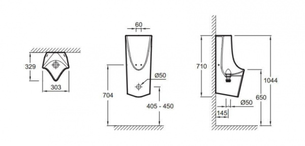 Писсуар Jacob Delafon Struktura с системой скрытого гидрозатвора EZA032-00