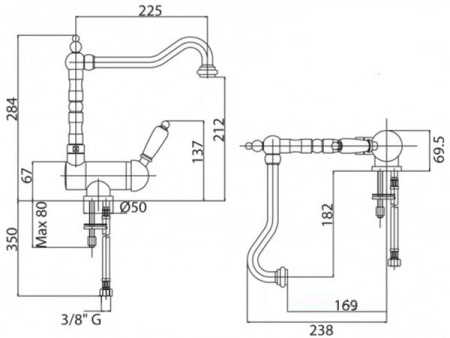 Смеситель для кухни Cezares VINTAGE VINTAGE-LLPM2-02-Sw