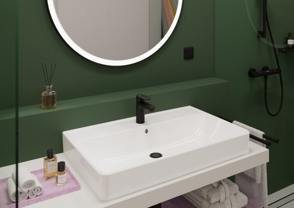 Смеситель для раковины с донным клапаном CoolStart Hansgrohe Vernis Blend 71585670 черный матовый