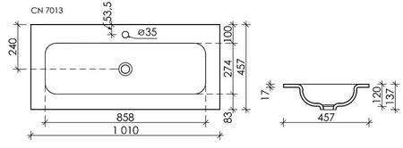 Раковина накладная (101х45,7) Ceramica Nova ELEMENT CN7013MB
