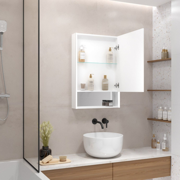 Зеркало шкаф с подсветкой Art&Max Foggia AM-Fog-600-800-1D-R-DS-F-White