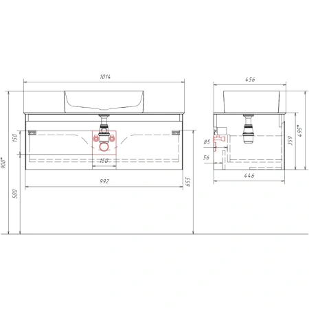 Столешница 101 см Aqwella Geometria STG1014X456MW белый мрамор