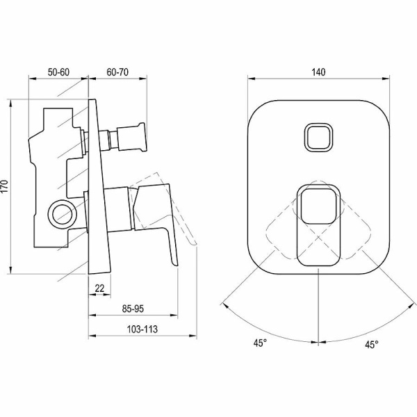 Смеситель для ванны Ravak 10° TD 061.00 X070068
