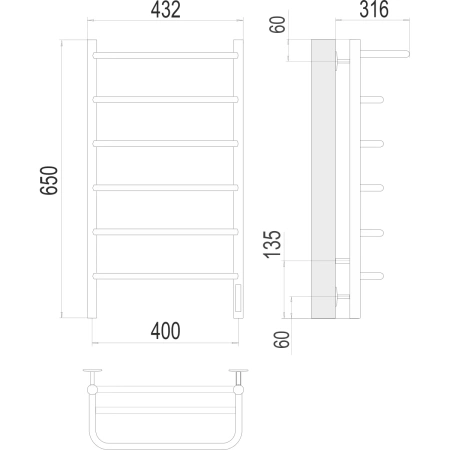 Полотенцесушитель электрический Terminus Полка (400х650) П6 4670078531421