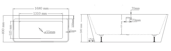 Акриловая ванна (168х80) Lagard VELA Black Agate lgd-vla-ba