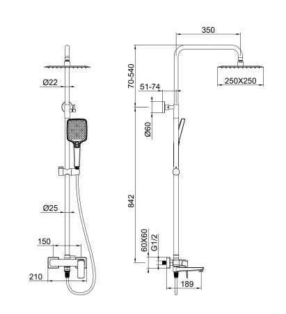 Душевая система WONZON & WOGHAND FORZA, хром WW-739031-CR