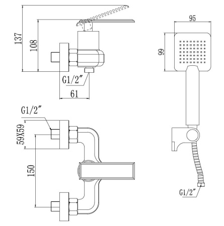 Смеситель для душа Savol S-600107T