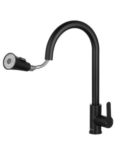 Смеситель для кухни с выдвижным изливом WONZON & WOGHAND, черный матовый WW-121E201L-MB