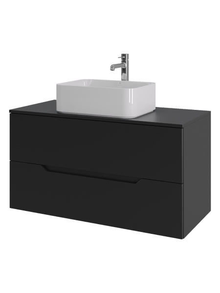 Тумба с раковиной подвесная 100 см, Orange Line Li-100TubMDF+B02-460W черный/белый