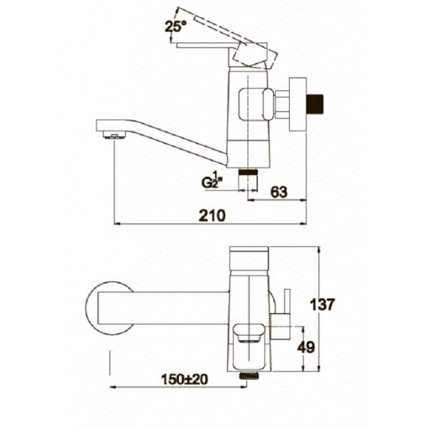 Смеситель для ванны с душем KAISER Sonat (34522)