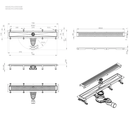 Душевой лоток 70 см Am.Pm MasterFlow W01SC-P11-070-01SB хром матовый