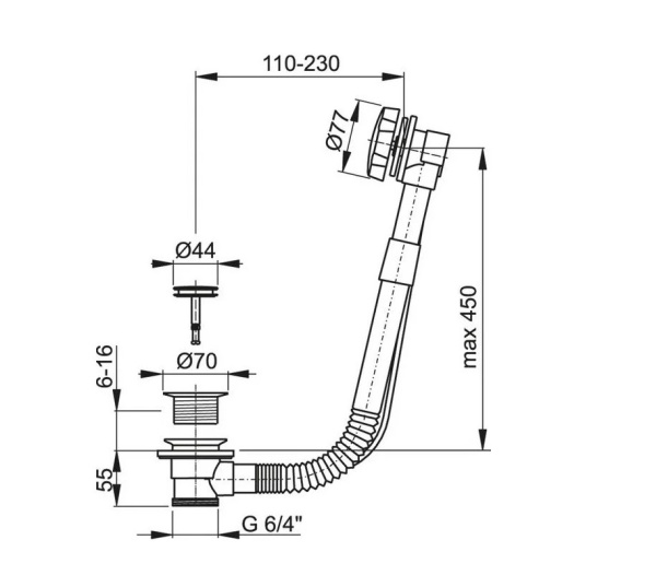 Автоматический слив-перелив для ванны KAISER 8004/WBT-05