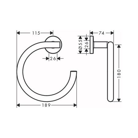 Полотенцедержатель в форме кольца Hansgrohe Logis Universal 41724000 хром
