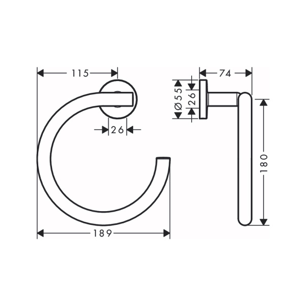 Полотенцедержатель в форме кольца Hansgrohe Logis Universal 41724000 хром