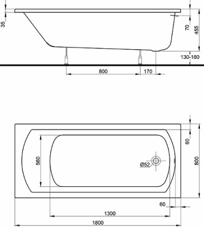 Ванна прямоугольная Kolo Perfekt XWP1080000
