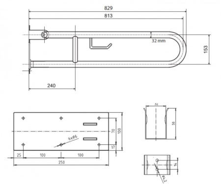 Поручень откидной U-образный, 81 см Bemeta Help 301102284