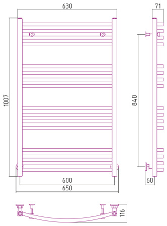 Полотенцесушитель Водяной Сунержа Аркус (100х60) Хром 00-0251-1060