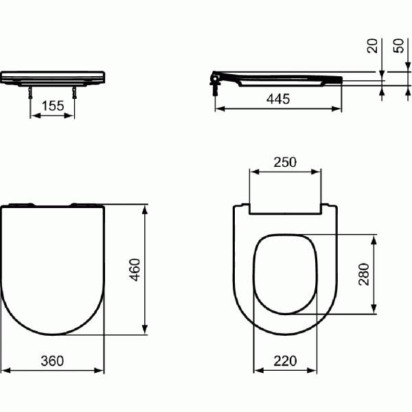 Крышка-сиденье Ideal Standard Blend Curve Sandwich T520801 Крышка-сиденье Ideal Standard Blend Curve Sandwich T520801