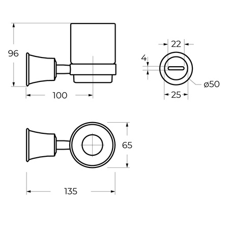 Стакан для зубных щеток CEZARES CZR-F-8986-BORO1