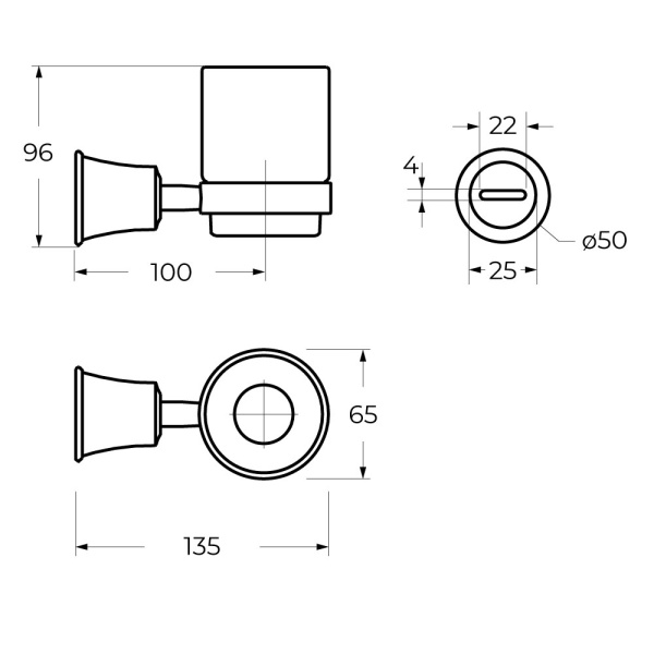 Стакан для зубных щеток CEZARES CZR-F-8986-BORO1