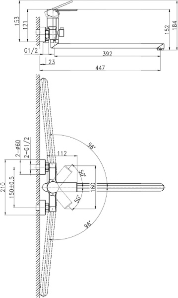 Универсальный смеситель для ванны Cersanit Brasko 64091 Универсальный смеситель для ванны Cersanit Brasko 64091