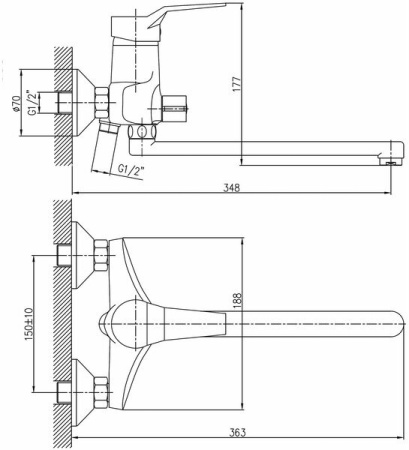 Смеситель для ванны Haiba HB2263